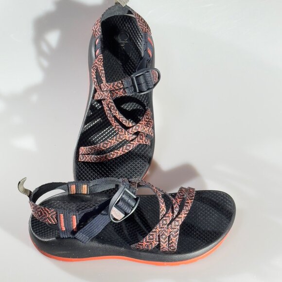 CHACO Kid's Adjustable Strap Padded Eclipse Hiking Sandals Black/Orange Size 5 - Picture 10 of 10